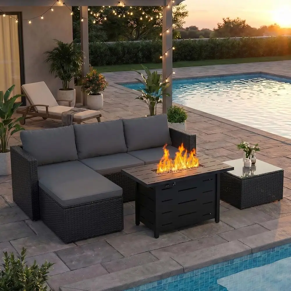 Outdoor Furniture Fire Pit - 4-Piece Outdoor Patio Furniture Set with