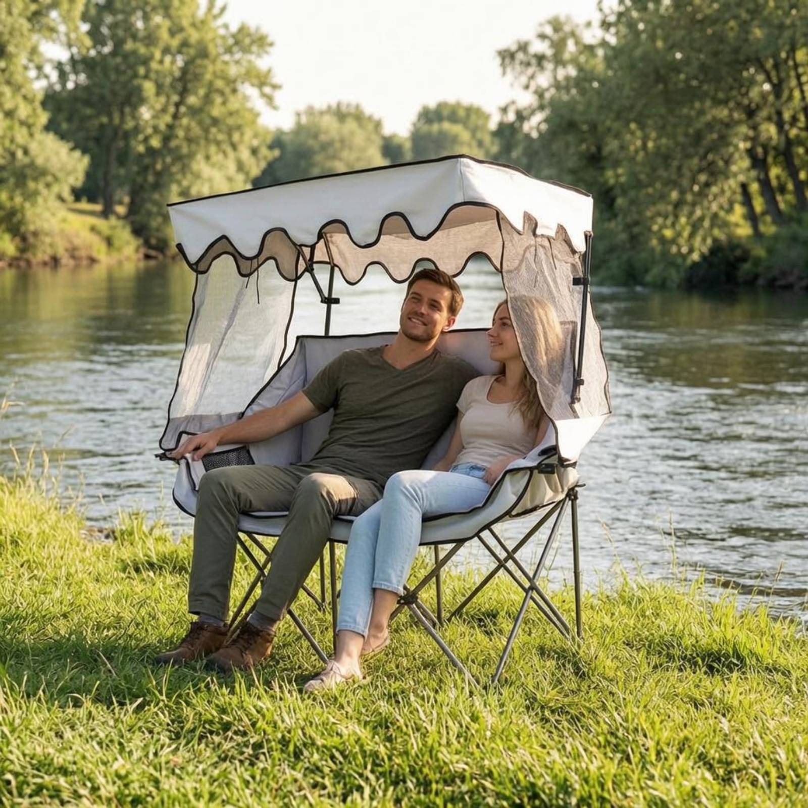 Outdoor Furniture Loveseat - Camping Chair with Canopy Heavy Duty