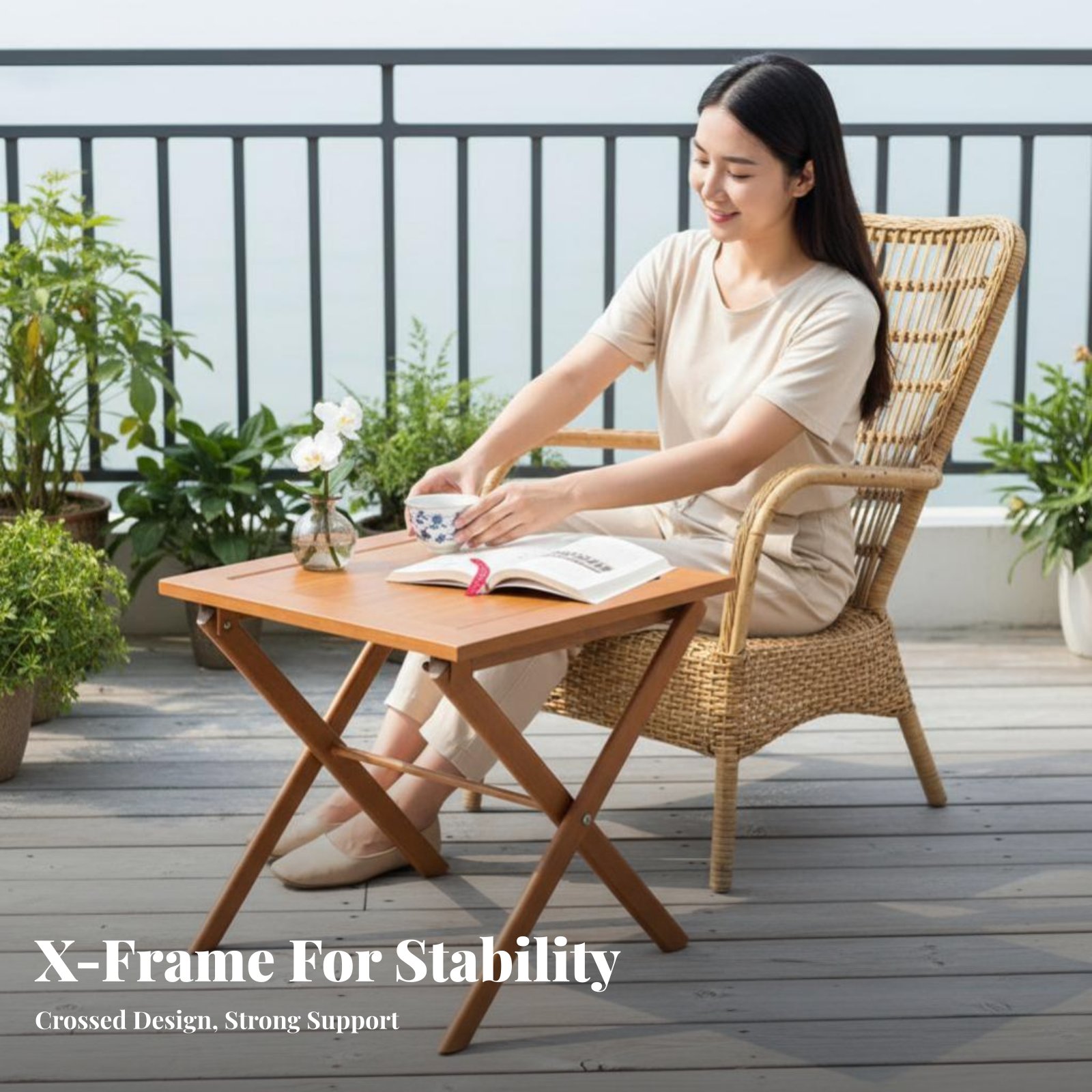 Outdoor Furniture Year Round - Woven Rope Recliner Foldable Design Lounge