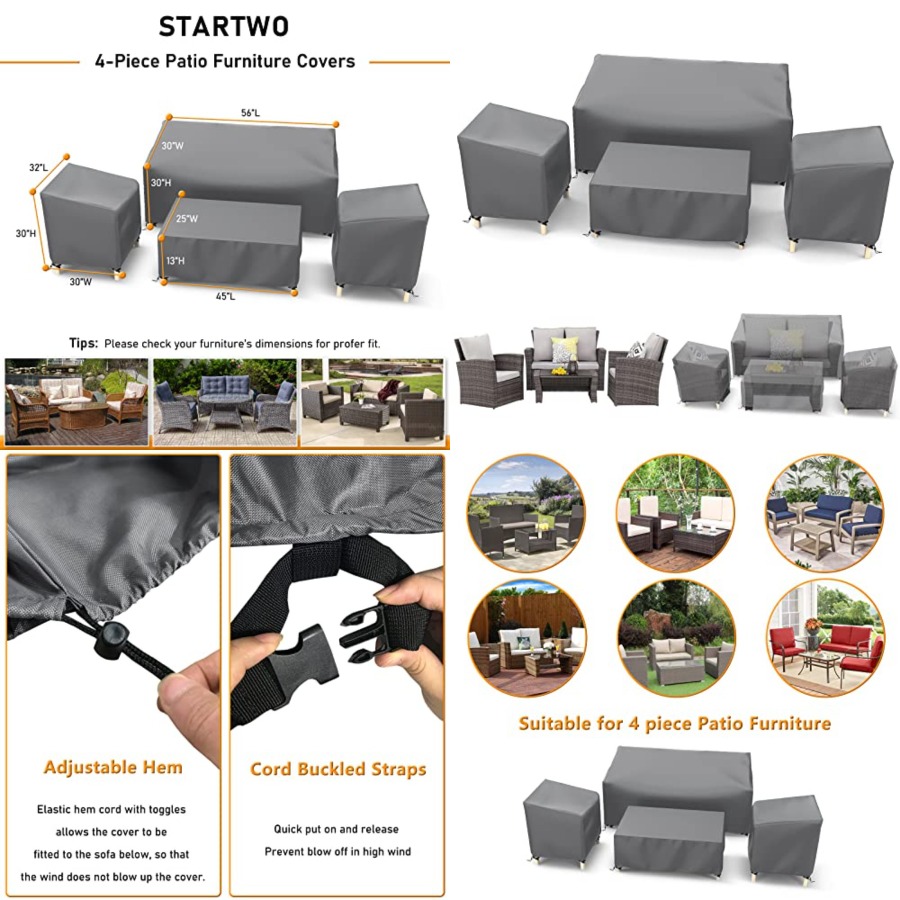 Outdoor Furniture Loveseat - Outdoor Waterproof Patio Furniture Covers 4-Piece