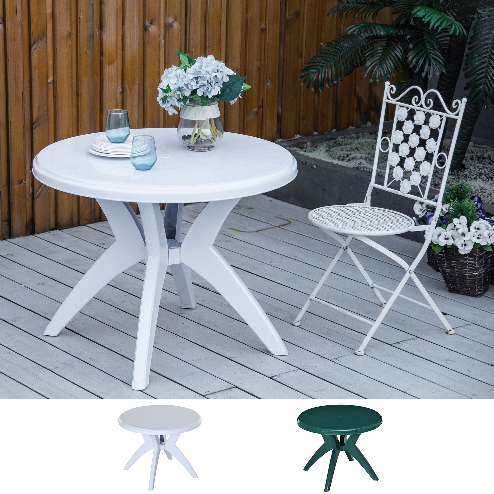 Outdoor Furniture Year Round - 3' Round Outdoor Plastic Dining Table
