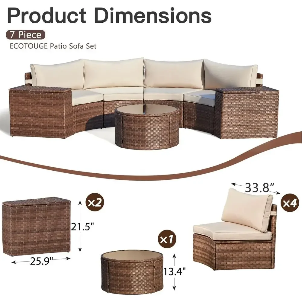 Half-Moon Curved 8-Piece Patio - Outdoor Furniture Fire Pit บทวิจารณ์และราคา