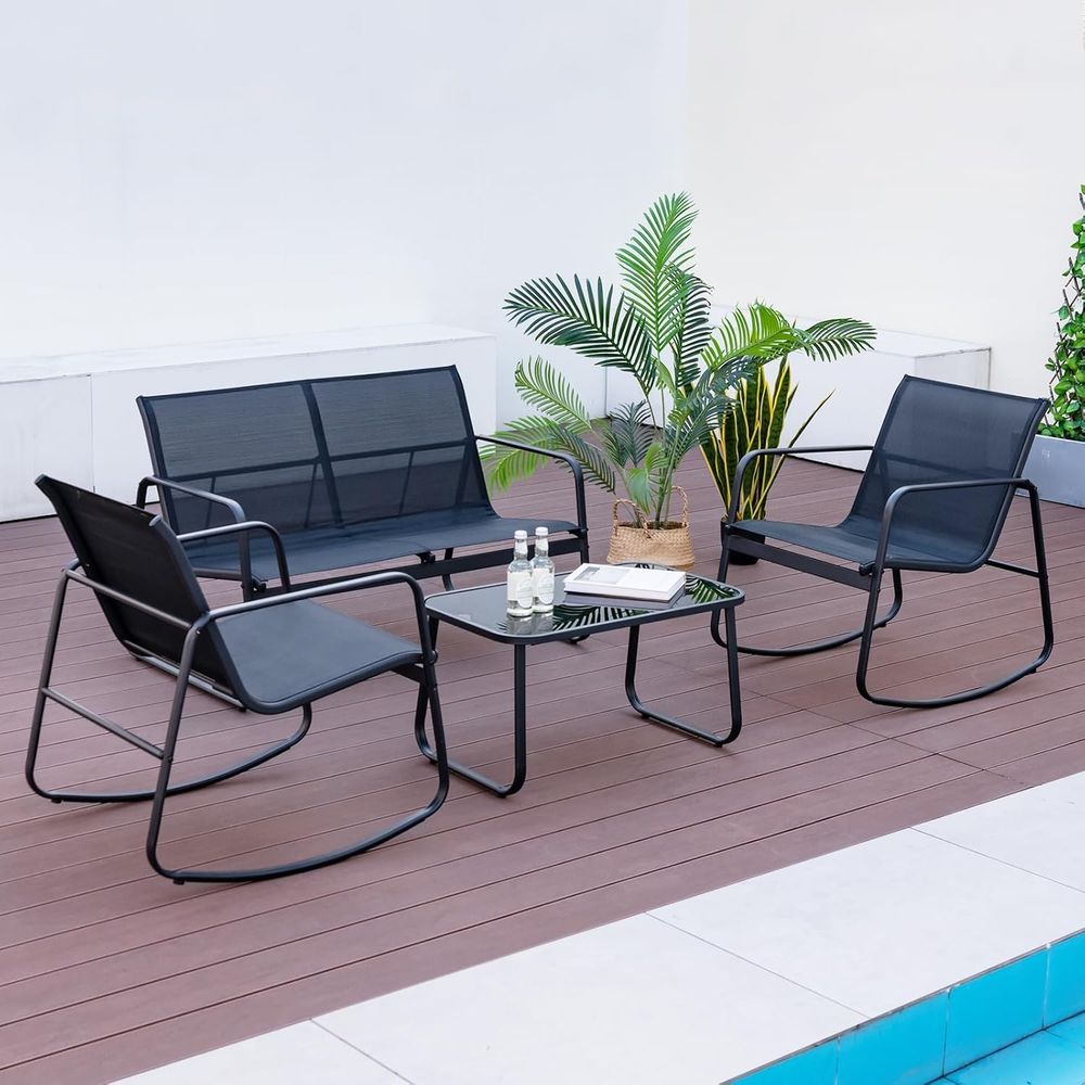 8-Piece Outdoor Patio Rocking  - Outdoor Furniture Loveseat บทวิจารณ์และราคา