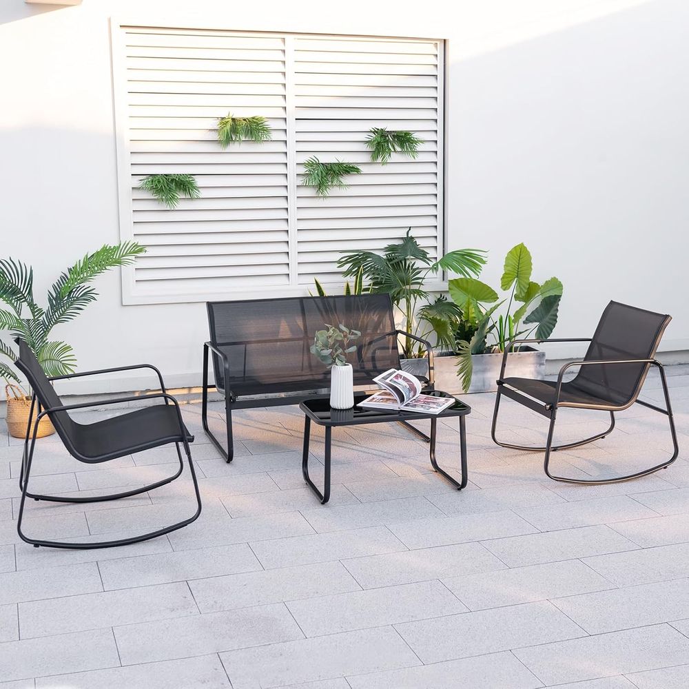 8-Piece Outdoor Patio Rocking  - Outdoor Furniture Loveseat บทวิจารณ์และราคา