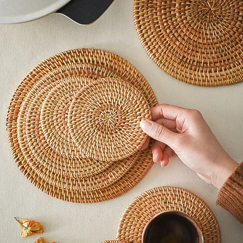 Handmade Round Rattan Coasters - Outdoor Furniture Sale บทวิจารณ์และราคา