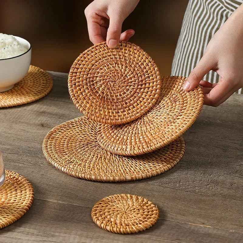 Handmade Round Rattan Coasters - Outdoor Furniture Sale บทวิจารณ์และราคา