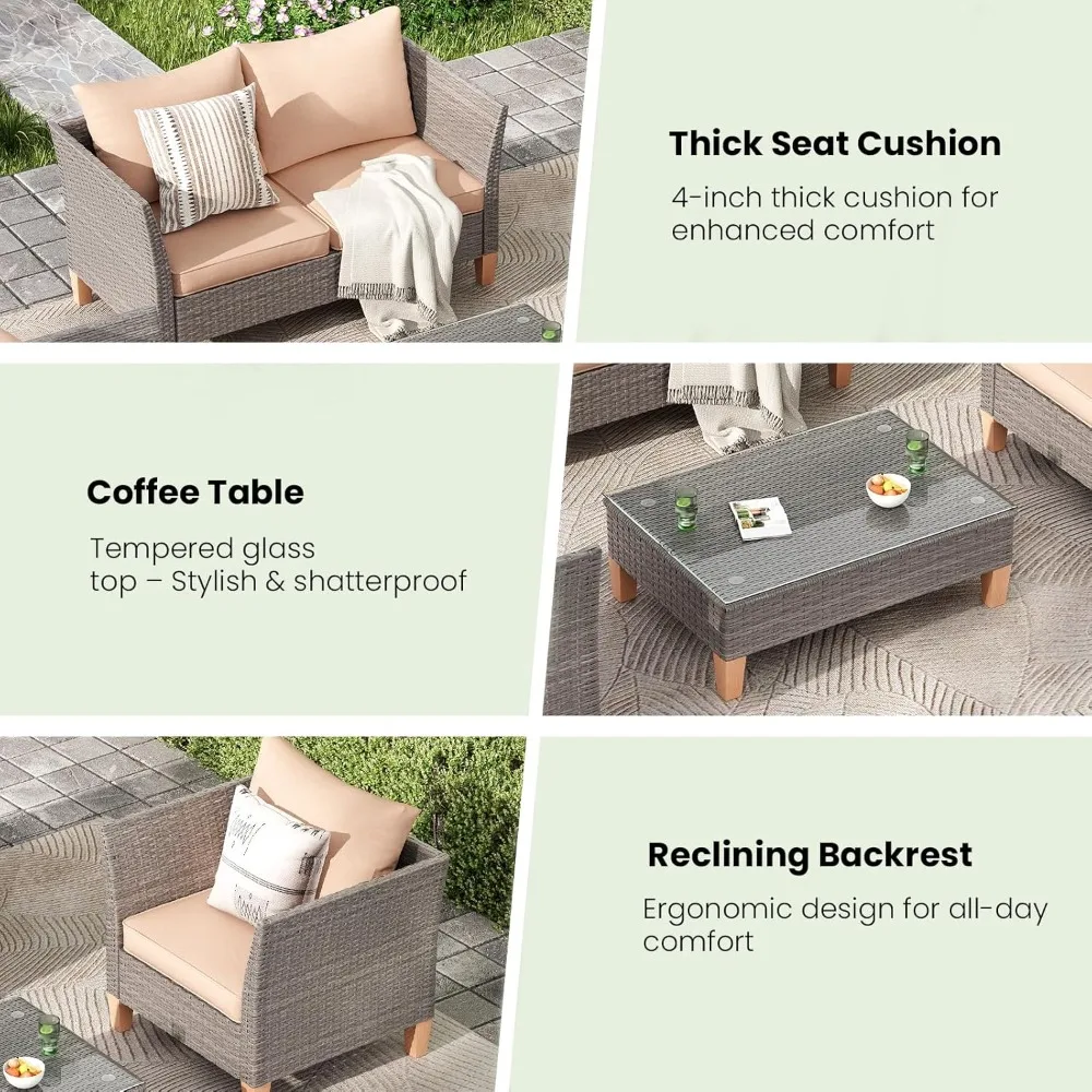 5-Piece Patio Furniture Set, O - Outdoor Furniture Loveseat บทวิจารณ์และราคา