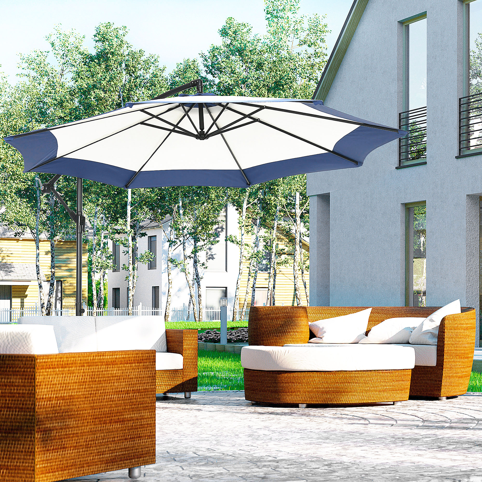 10FT Cantilever Umbrella Offse - Outdoor Furniture Year Round บทวิจารณ์และราคา