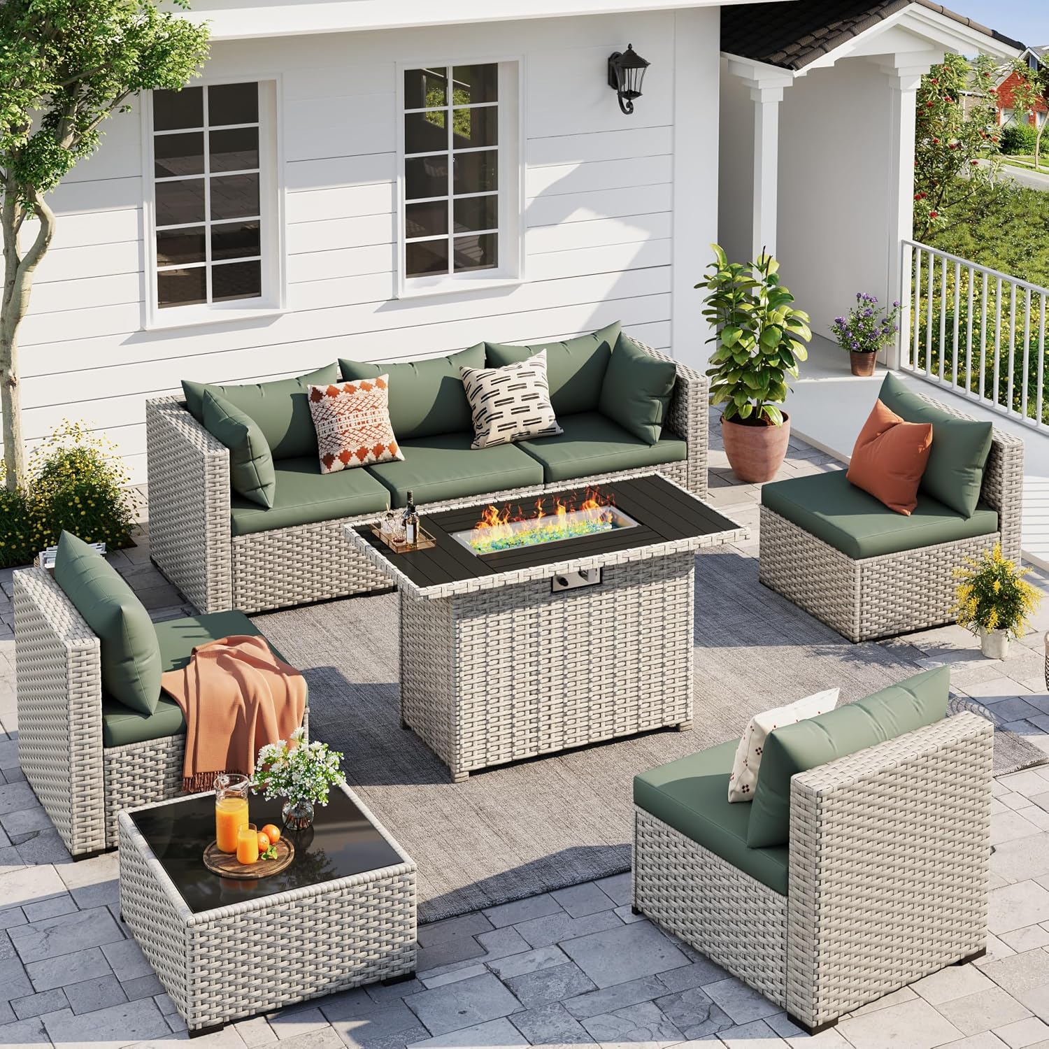 8-Seat Outdoor Sectional Sofa  - Outdoor Furniture Fire Pit บทวิจารณ์และราคา