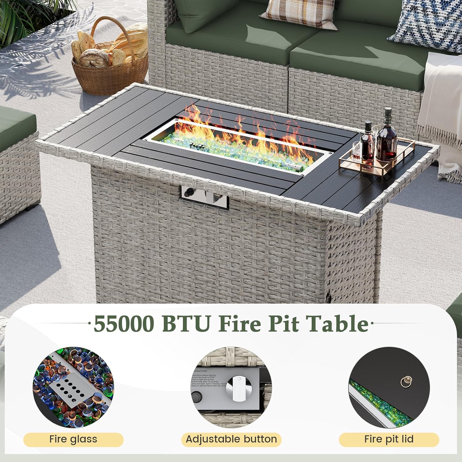 8-Seat Outdoor Sectional Sofa  - Outdoor Furniture Fire Pit บทวิจารณ์และราคา