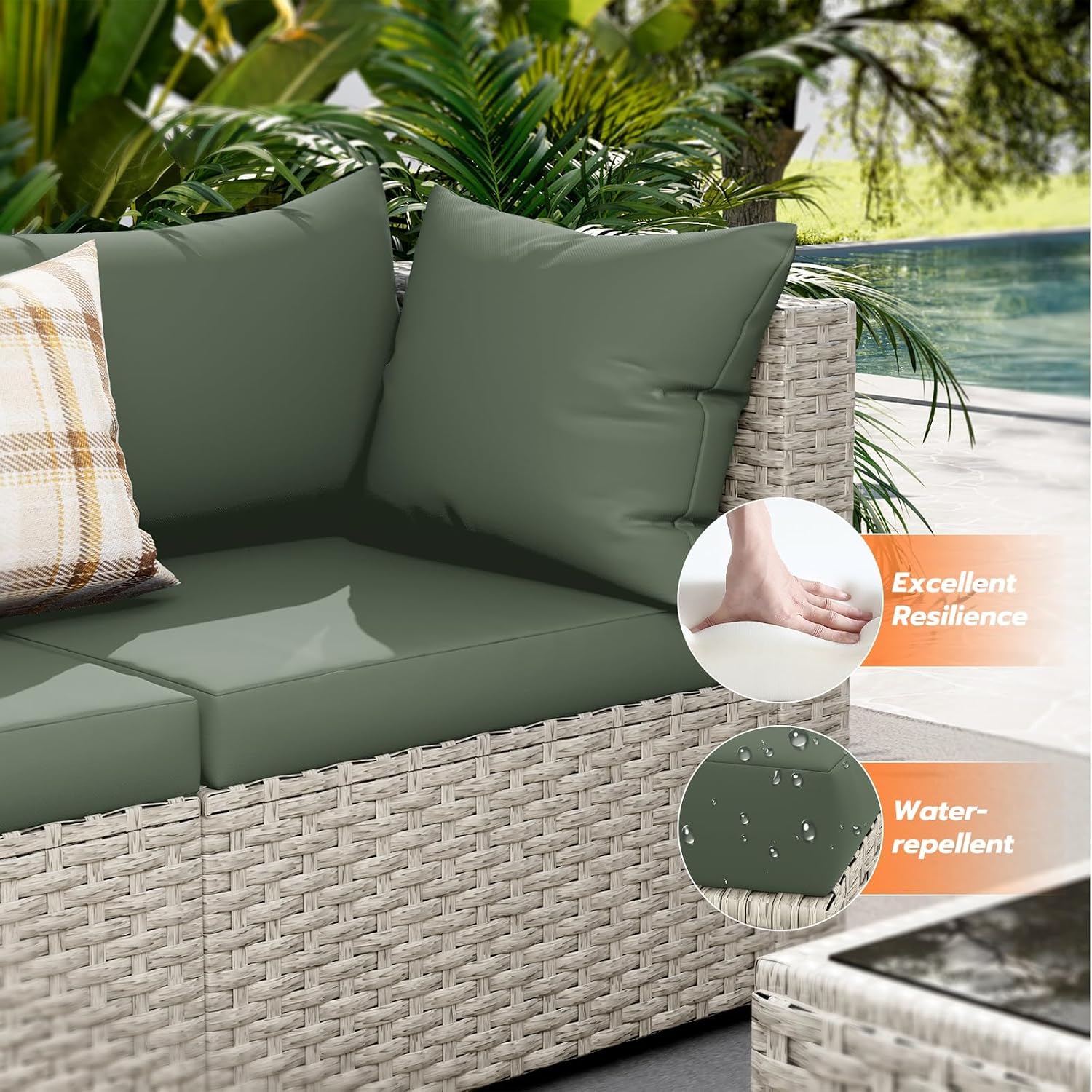 8-Seat Outdoor Sectional Sofa  - Outdoor Furniture Fire Pit บทวิจารณ์และราคา