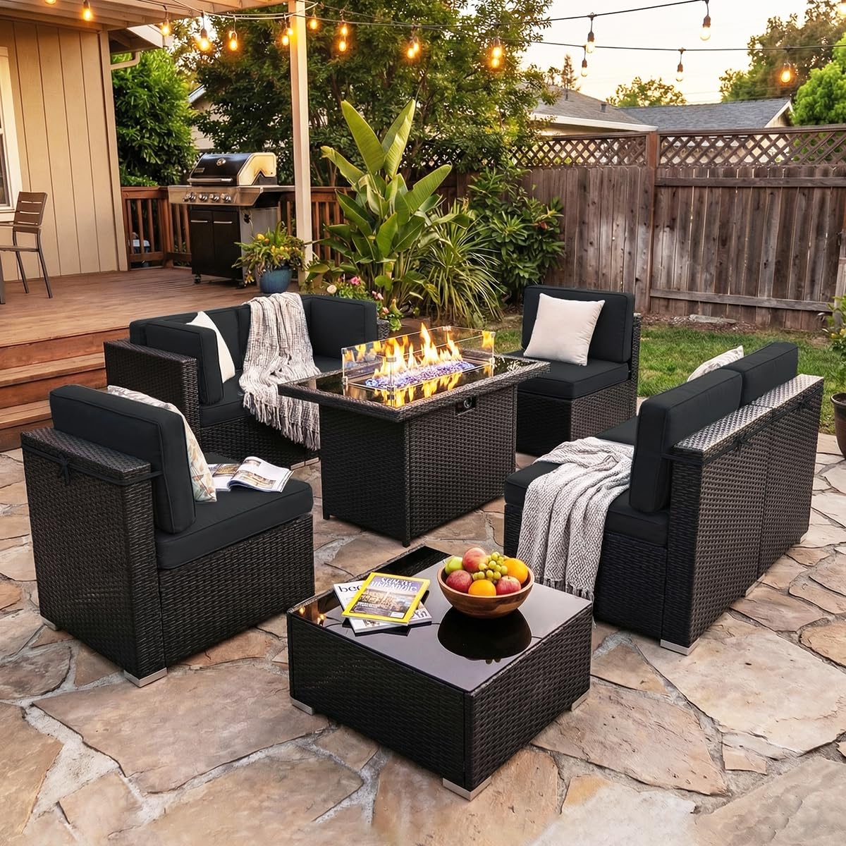 8 Pieces Patio Furniture Set w - Outdoor Furniture Fire Pit บทวิจารณ์และราคา