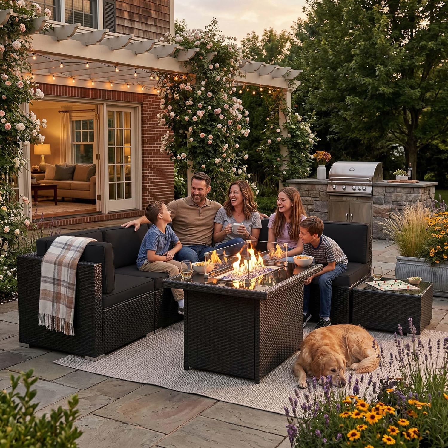 8 Pieces Patio Furniture Set w - Outdoor Furniture Fire Pit บทวิจารณ์และราคา