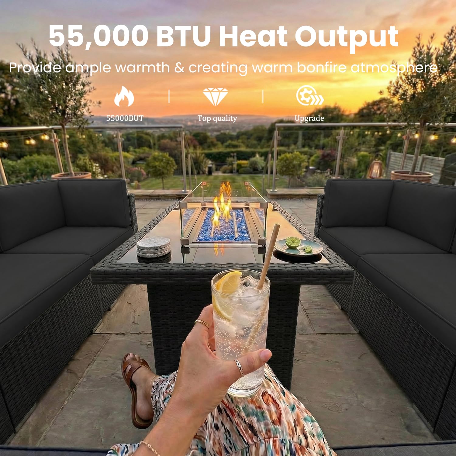 8 Pieces Patio Furniture Set w - Outdoor Furniture Fire Pit บทวิจารณ์และราคา