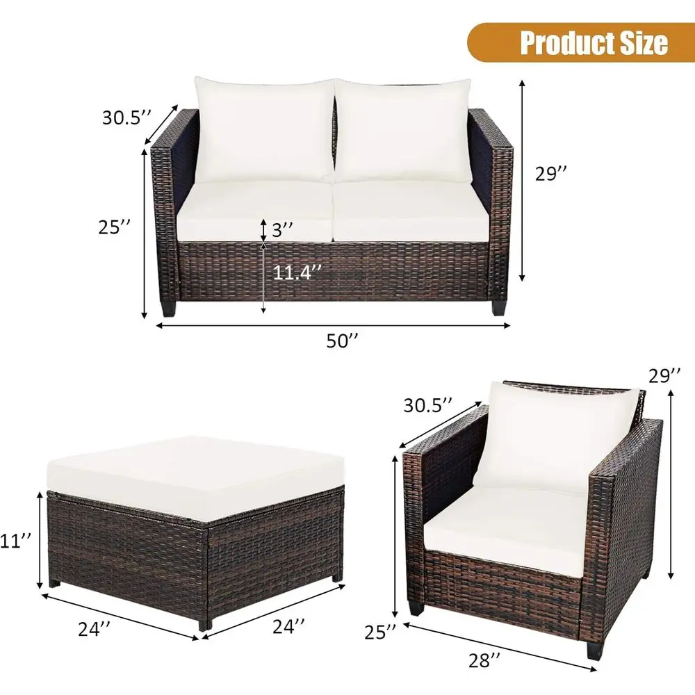 5-Piece Outdoor Wicker Patio F - Outdoor Furniture Loveseat บทวิจารณ์และราคา