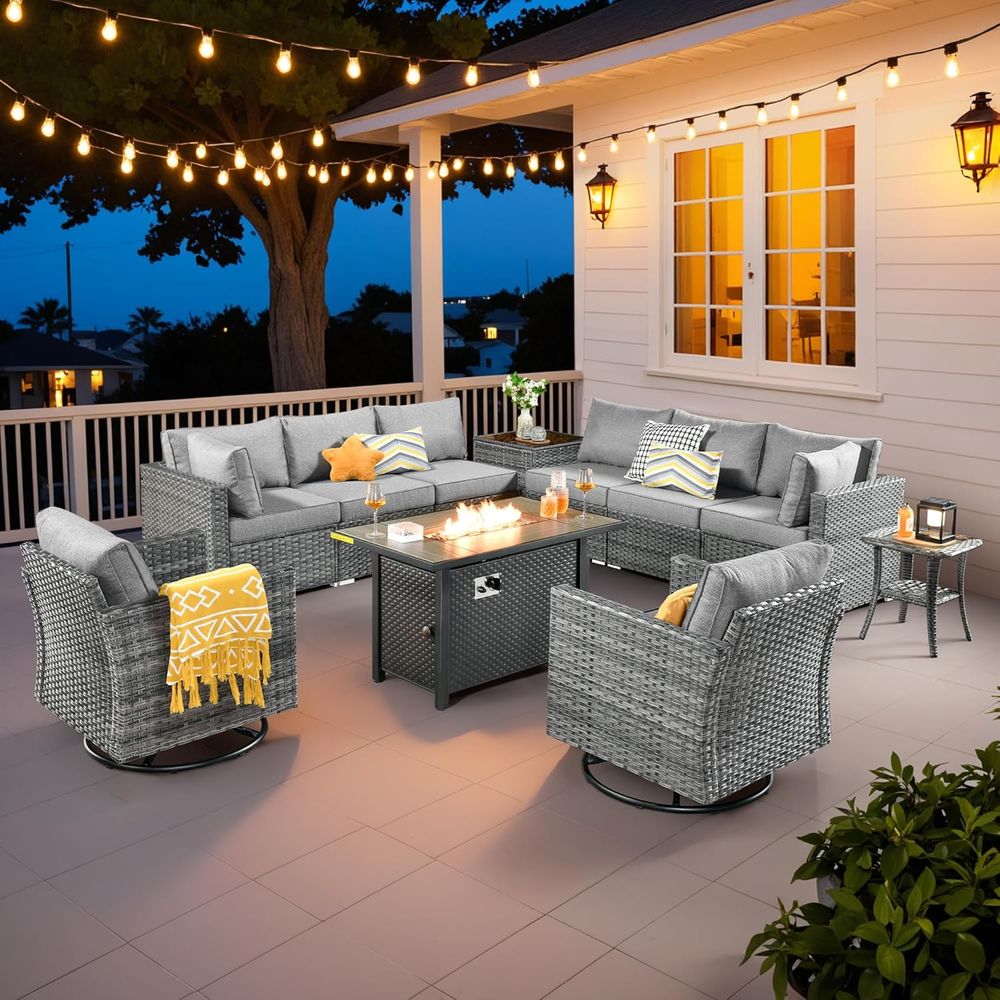 11-Piece Outdoor Patio Furnitu - Outdoor Furniture Fire Pit บทวิจารณ์และราคา