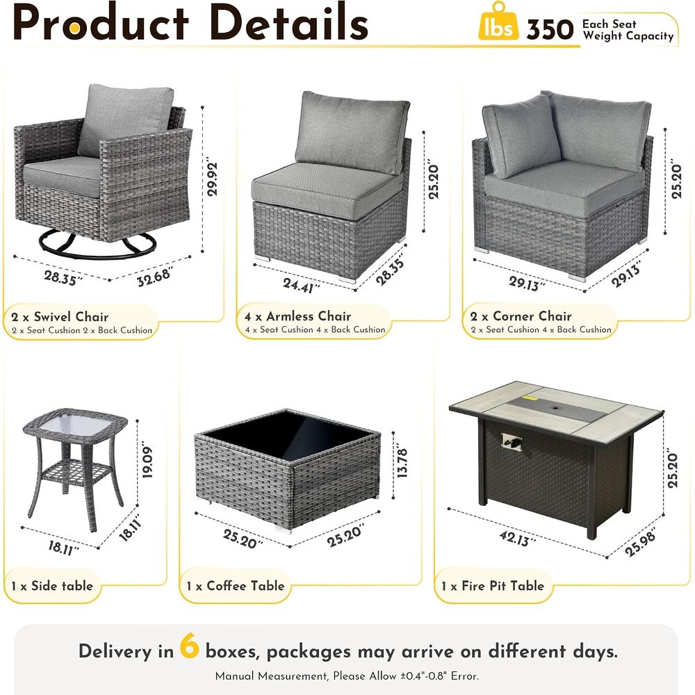 11-Piece Outdoor Patio Furnitu - Outdoor Furniture Fire Pit บทวิจารณ์และราคา