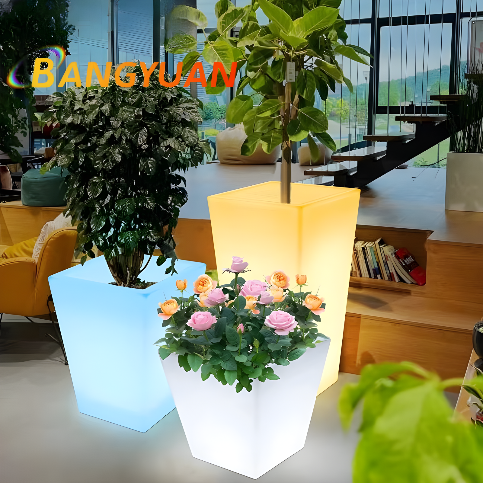 LED Glowing Garden Flower Pot  - Outdoor Furniture Balcony บทวิจารณ์และราคา