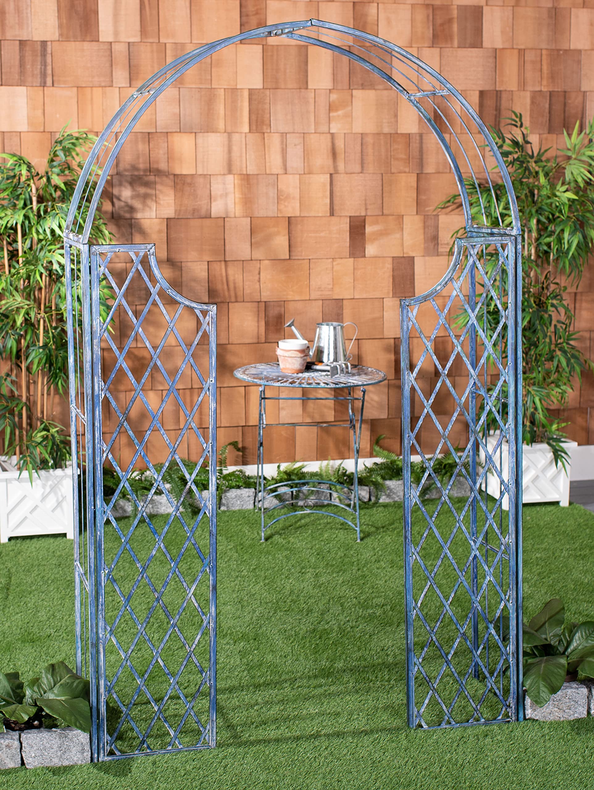 Mossy Blue Iron Garden Arch Wi - Outdoor Furniture Patio บทวิจารณ์และราคา