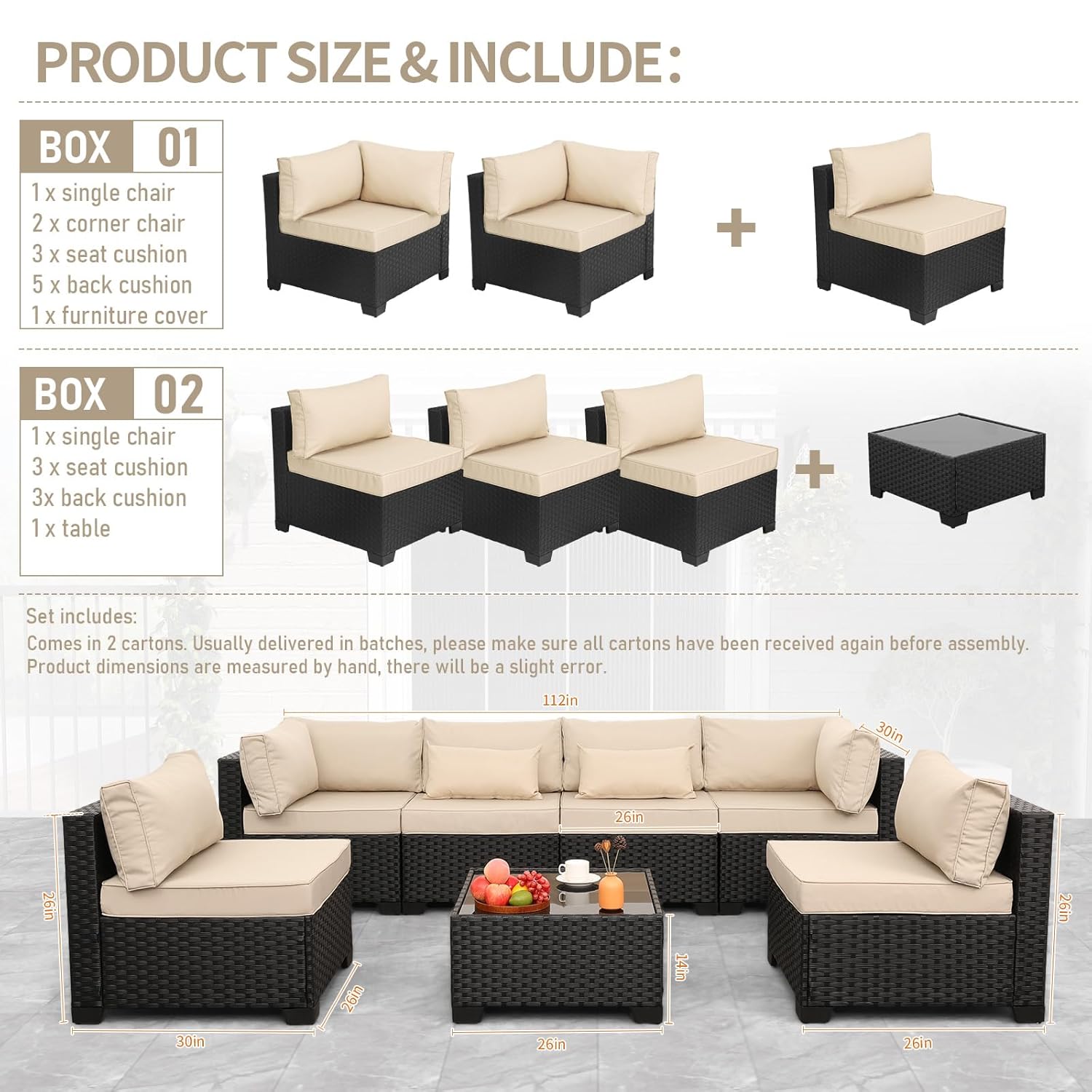 7 Piece Outdoor PE Wicker Ratt - Outdoor Furniture Rattan บทวิจารณ์และราคา