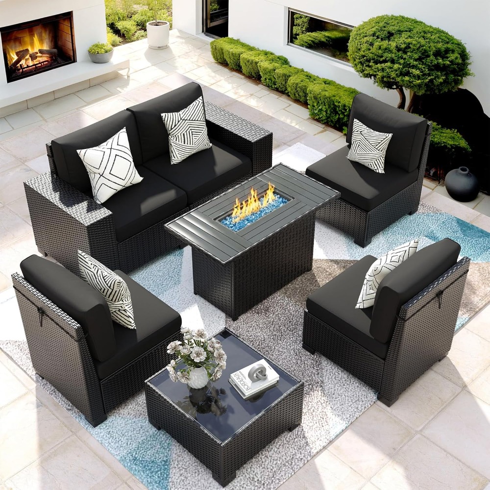 7 Piece Outdoor Sectional Sofa - Outdoor Furniture Fire Pit บทวิจารณ์และราคา