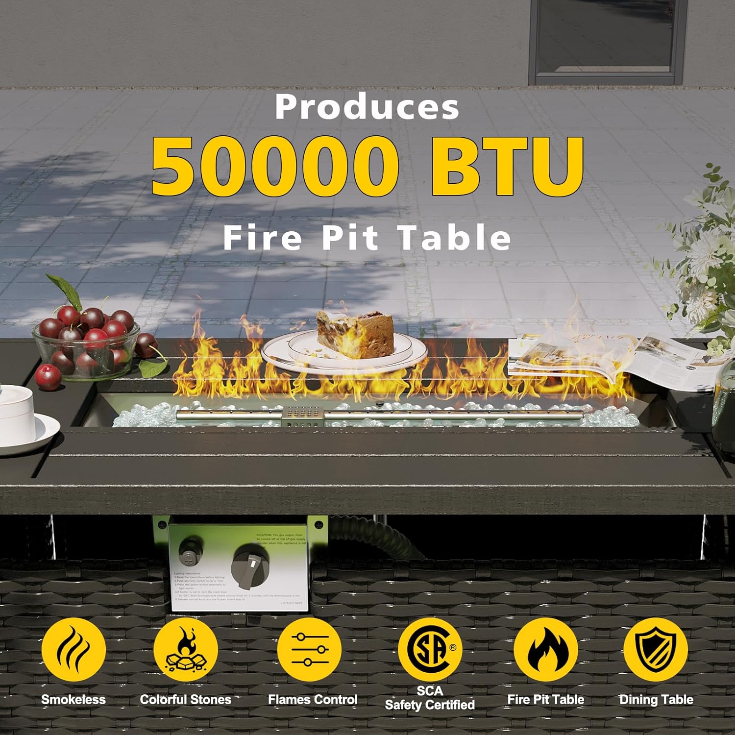 Patio Furniture Set with Fire  - Outdoor Furniture Fire Pit บทวิจารณ์และราคา
