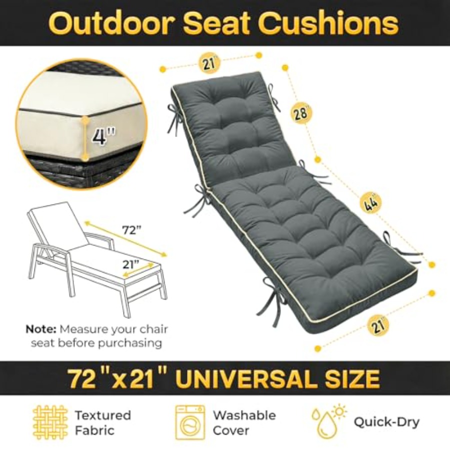 x21 Folding Chaise Lounge Cush - Outdoor Furniture Quick Dry บทวิจารณ์และราคา