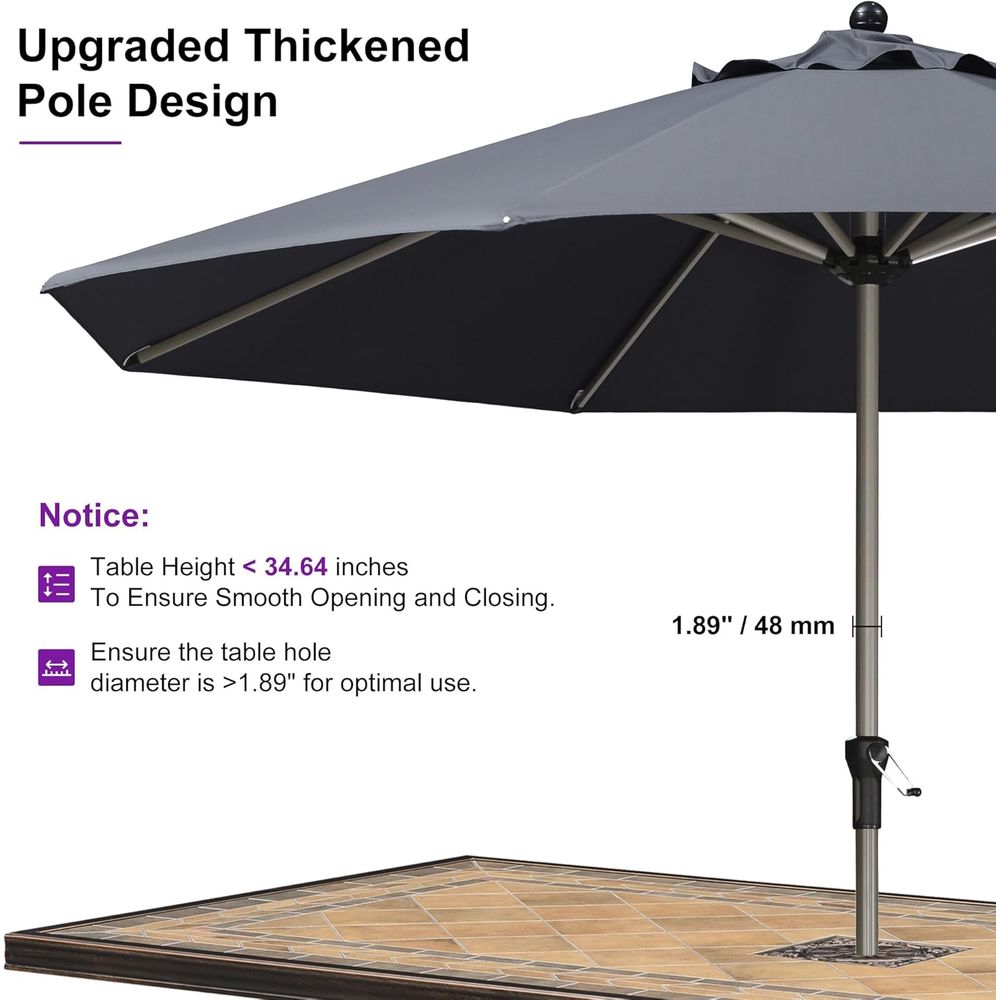 11' Round Patio Umbrella, Outd - Outdoor Furniture Year Round บทวิจารณ์และราคา
