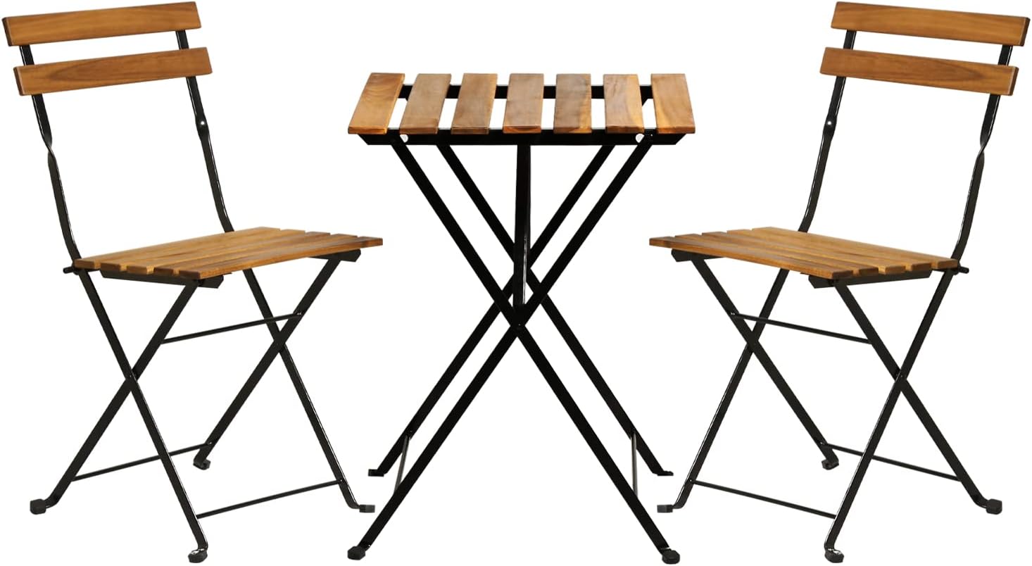 Natural wood 3-piece folding p - Outdoor Furniture Patio บทวิจารณ์และราคา