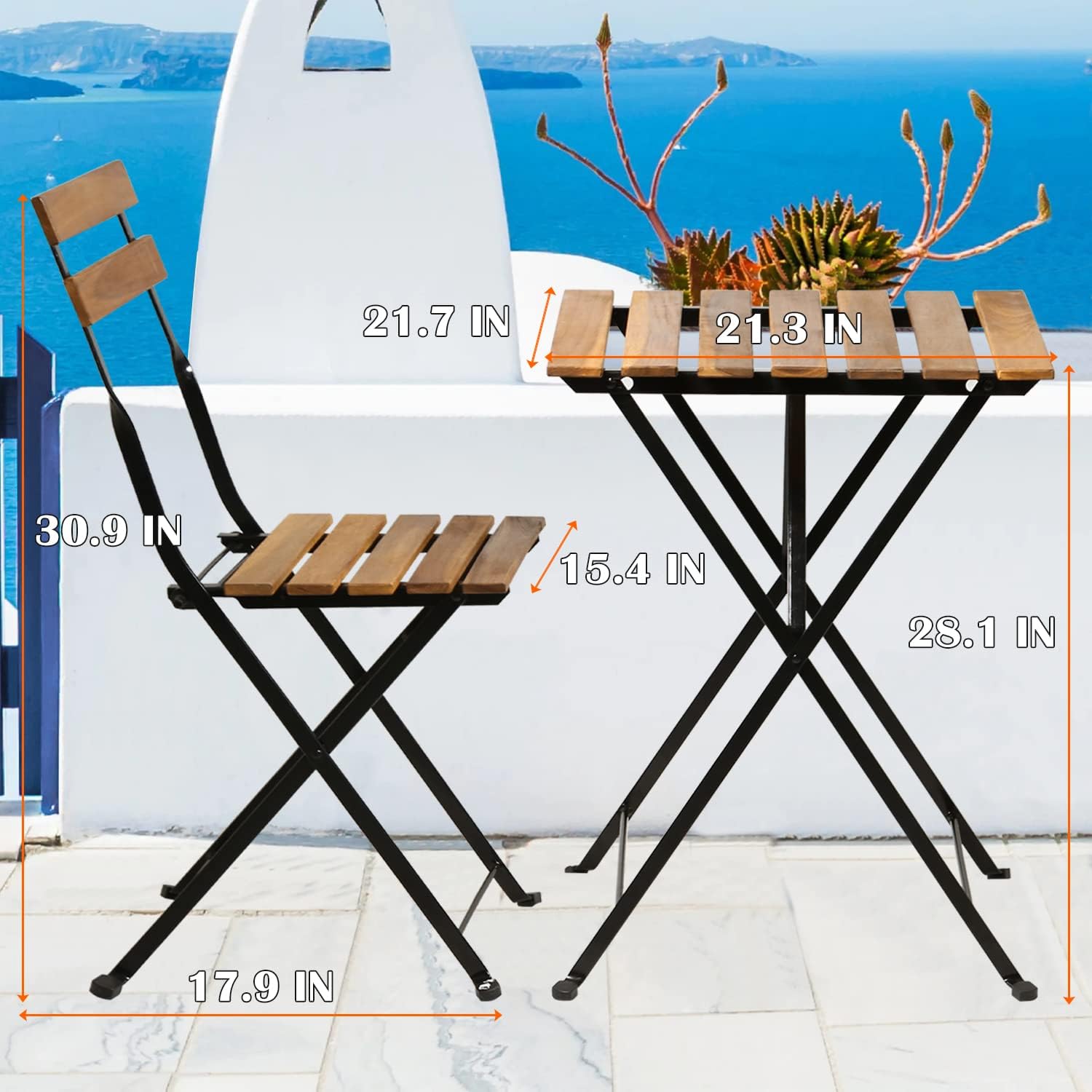 Natural wood 3-piece folding p - Outdoor Furniture Patio บทวิจารณ์และราคา