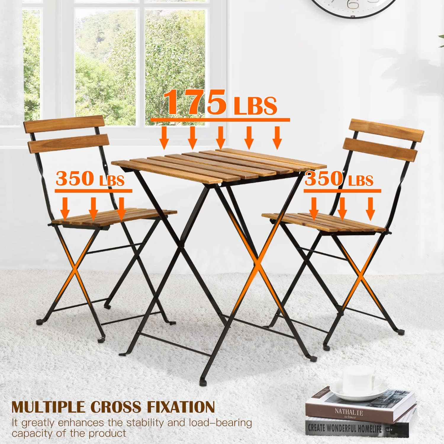 Natural wood 3-piece folding p - Outdoor Furniture Patio บทวิจารณ์และราคา