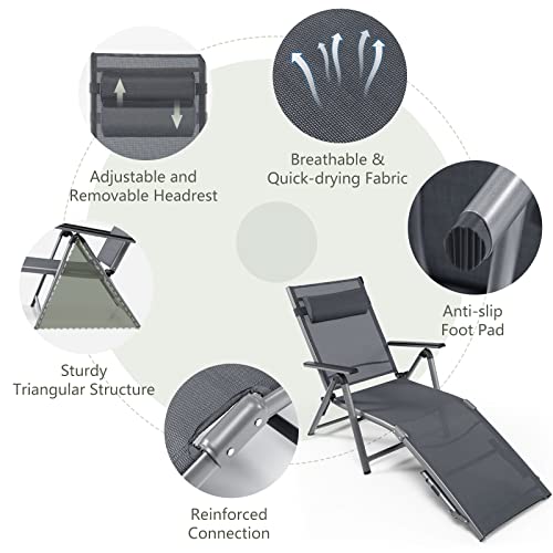 Aluminum Folding Chaise Lounge - Outdoor Furniture Quick Dry บทวิจารณ์และราคา