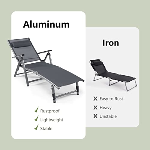 Aluminum Folding Chaise Lounge - Outdoor Furniture Quick Dry บทวิจารณ์และราคา