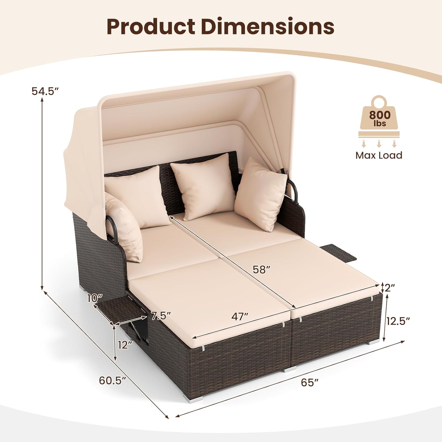 Outdoor Daybed, 2-Person Wicke - Outdoor Furniture Rattan บทวิจารณ์และราคา