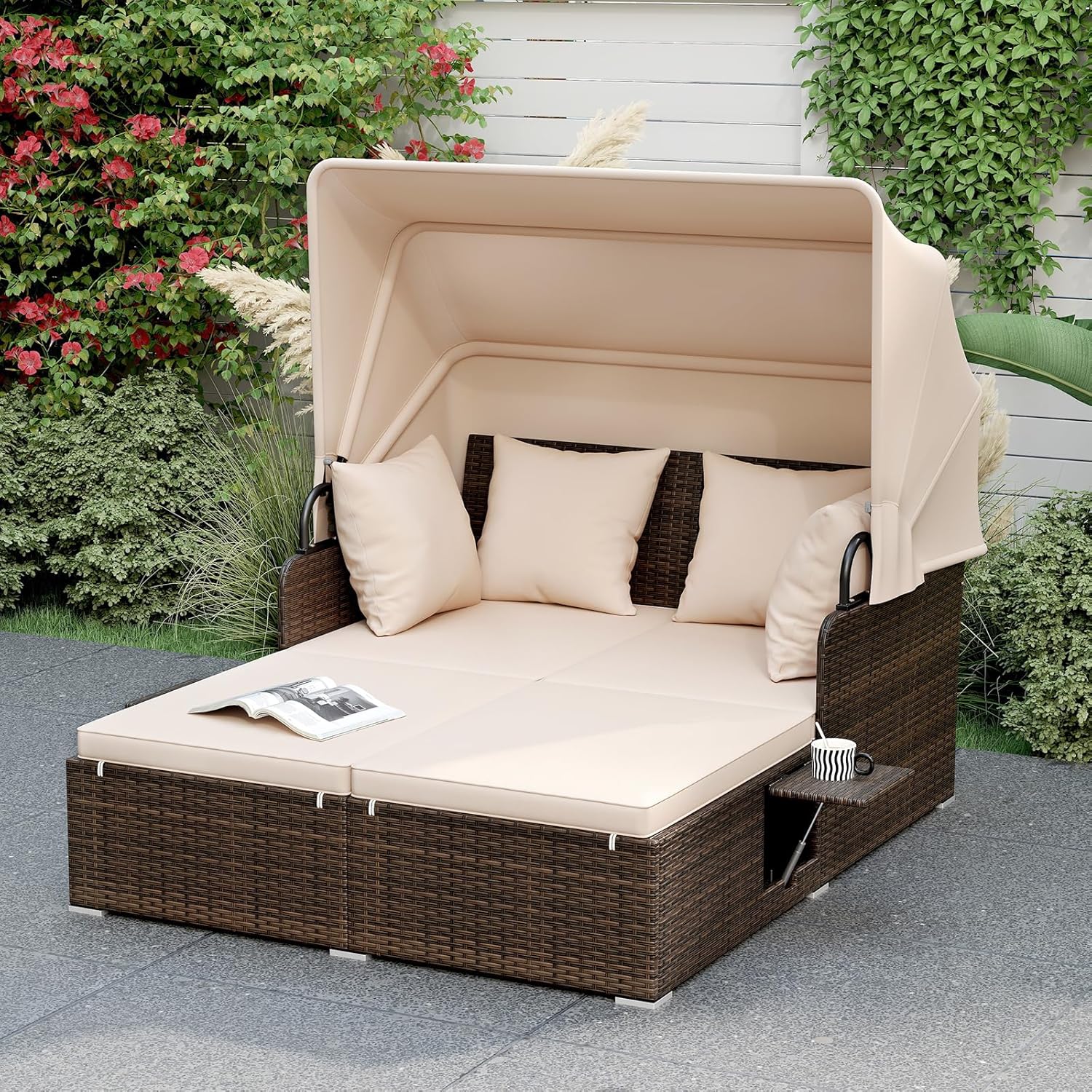 Outdoor Daybed, 2-Person Wicke - Outdoor Furniture Rattan บทวิจารณ์และราคา