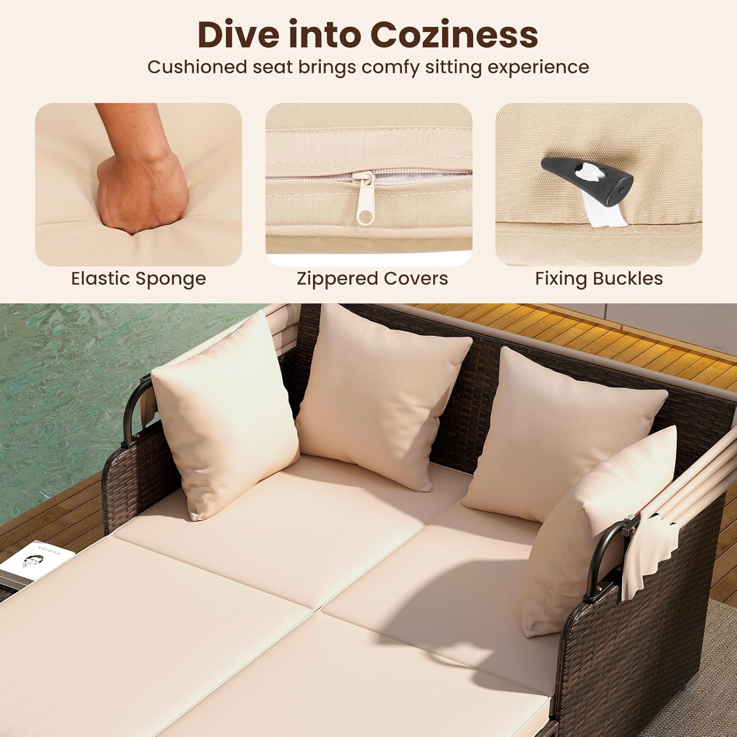 Outdoor Daybed, 2-Person Wicke - Outdoor Furniture Rattan บทวิจารณ์และราคา