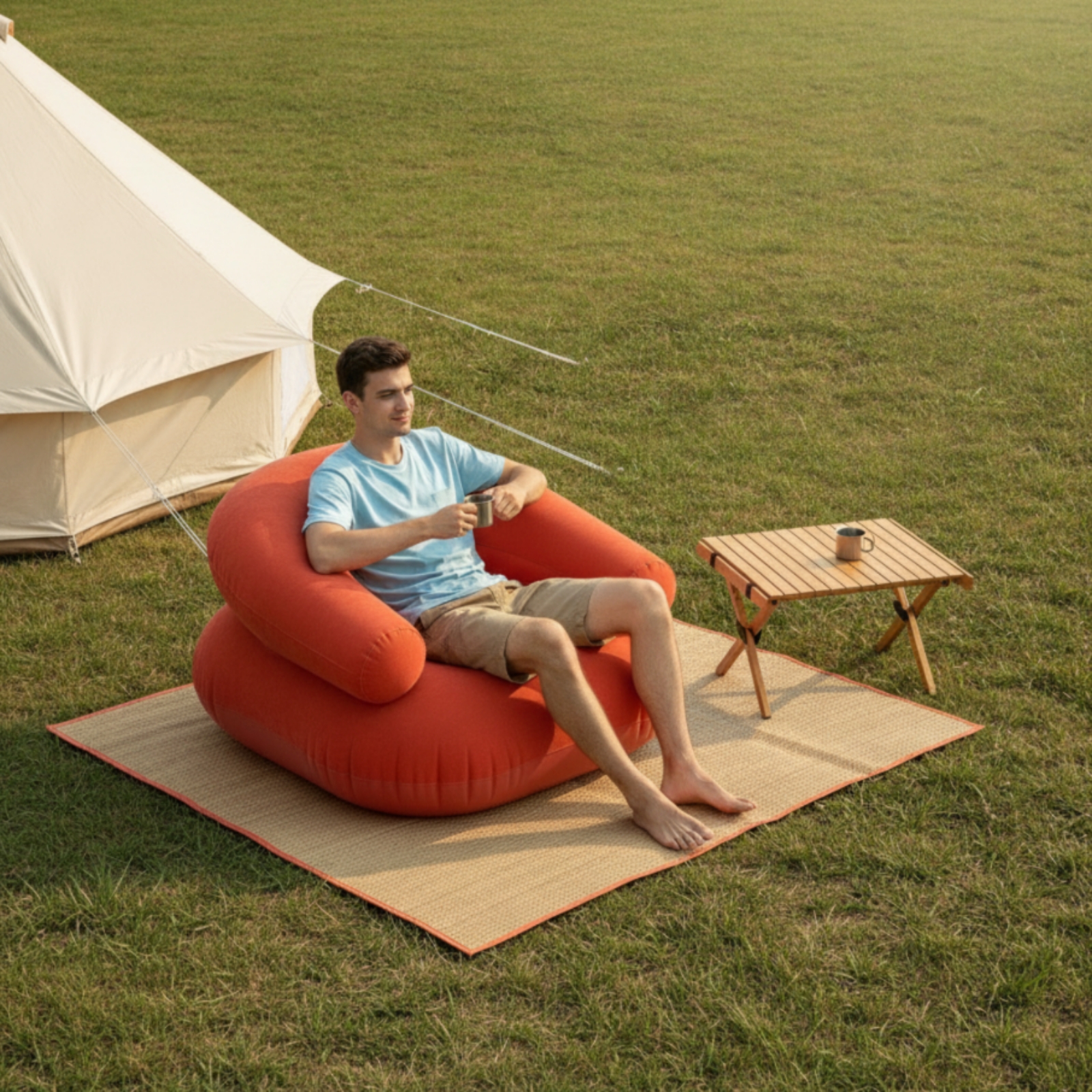 Inflatable Sofa Flocked Air So - Outdoor Furniture Balcony บทวิจารณ์และราคา