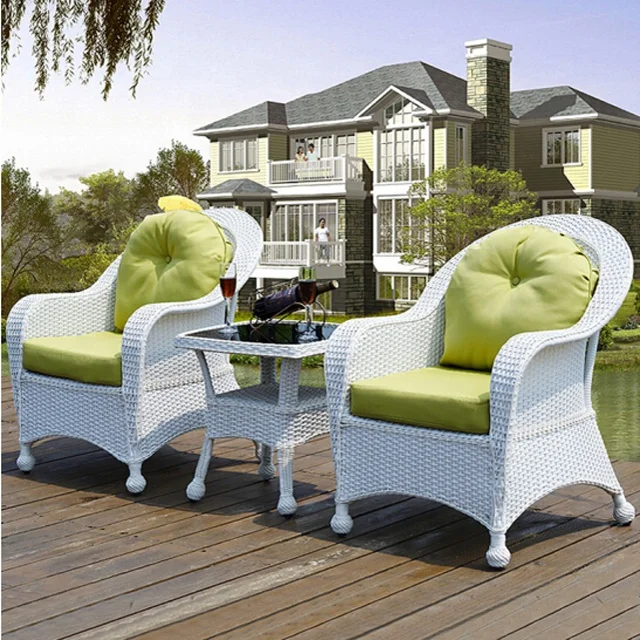 # White Patio Wicker Couches L - Outdoor Furniture Loveseat บทวิจารณ์และราคา