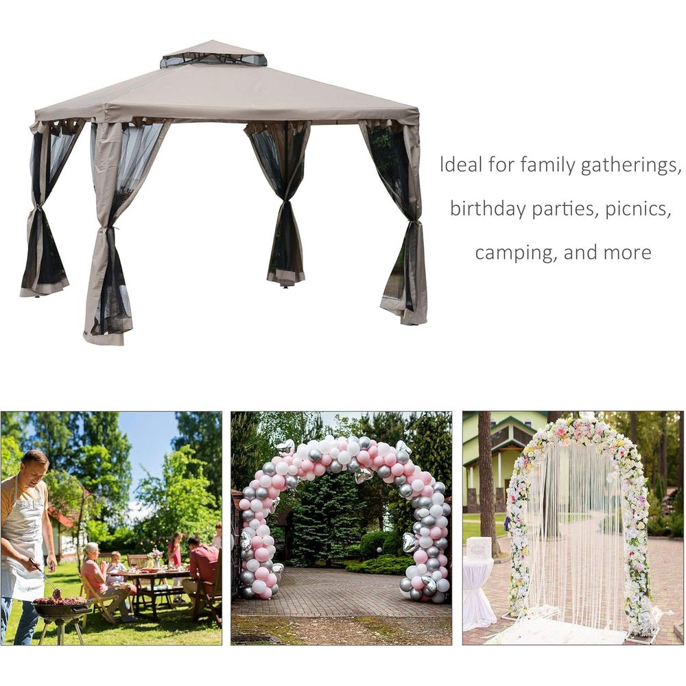 9.6' x 9.6' Patio Gazebo, Outd - Outdoor Furniture Patio บทวิจารณ์และราคา