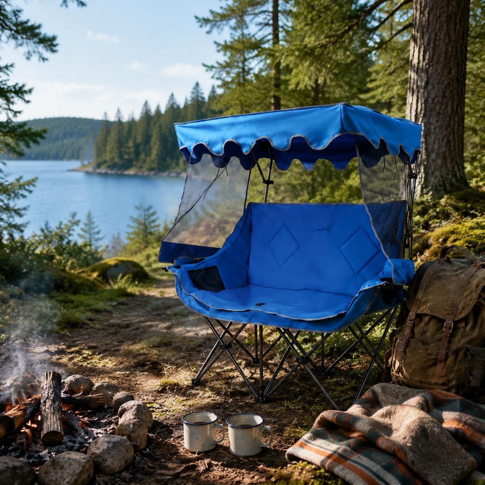 Camping Chair with Canopy Heav - Outdoor Furniture Loveseat บทวิจารณ์และราคา