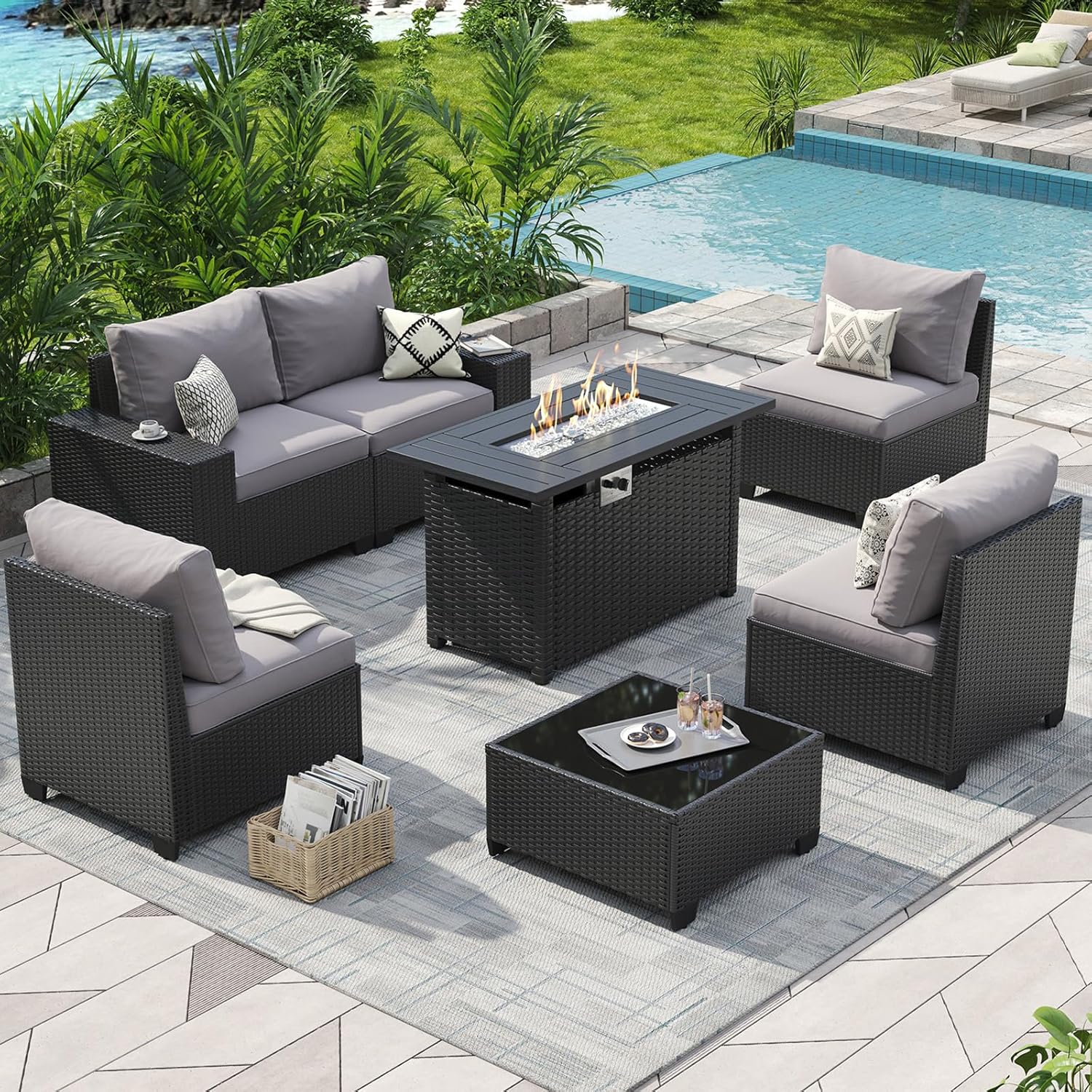 Outdoor Patio Furniture Set wi - Outdoor Furniture Fire Pit บทวิจารณ์และราคา