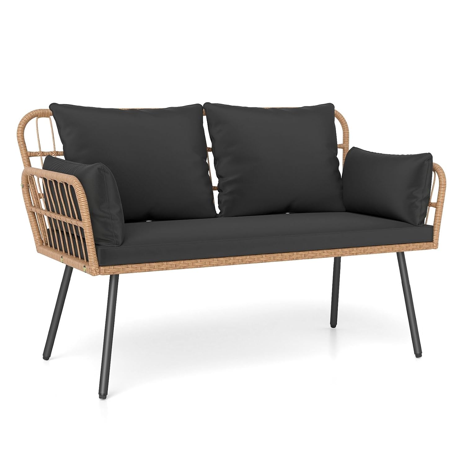 2-Seat PE Rattan Patio Lovesea - Outdoor Furniture Loveseat บทวิจารณ์และราคา