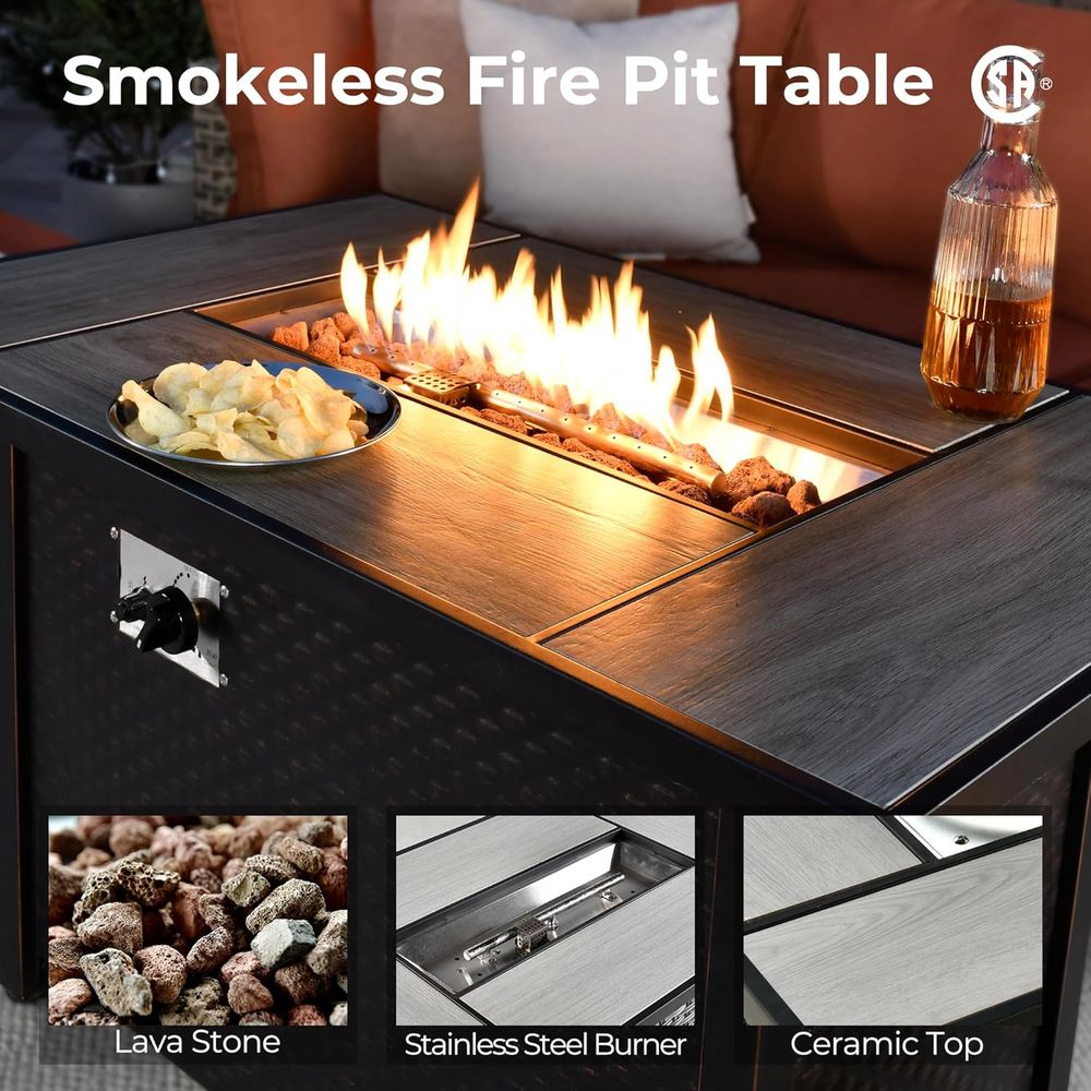L-Shaped Outdoor Sectional Pat - Outdoor Furniture Fire Pit บทวิจารณ์และราคา