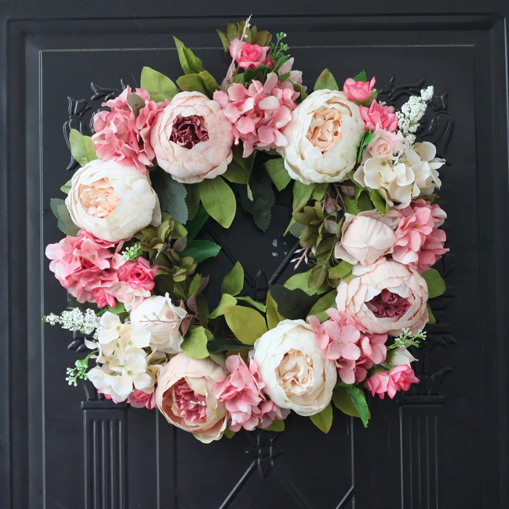 Artificial Peony Wreath Garlan - Outdoor Furniture Sale บทวิจารณ์และราคา