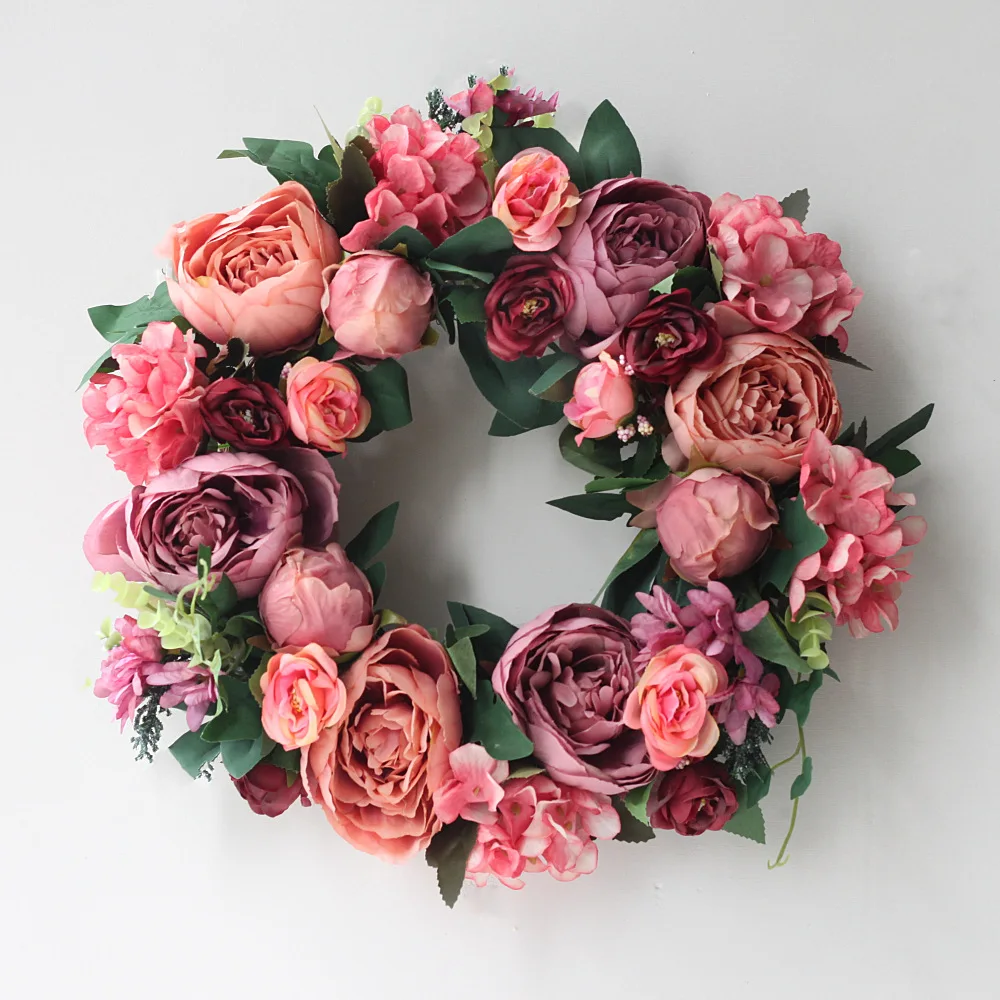Artificial Peony Wreath Garlan - Outdoor Furniture Sale บทวิจารณ์และราคา