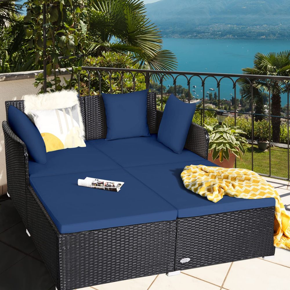 Outdoor Patio Rattan Daybed, S - Outdoor Furniture Patio บทวิจารณ์และราคา