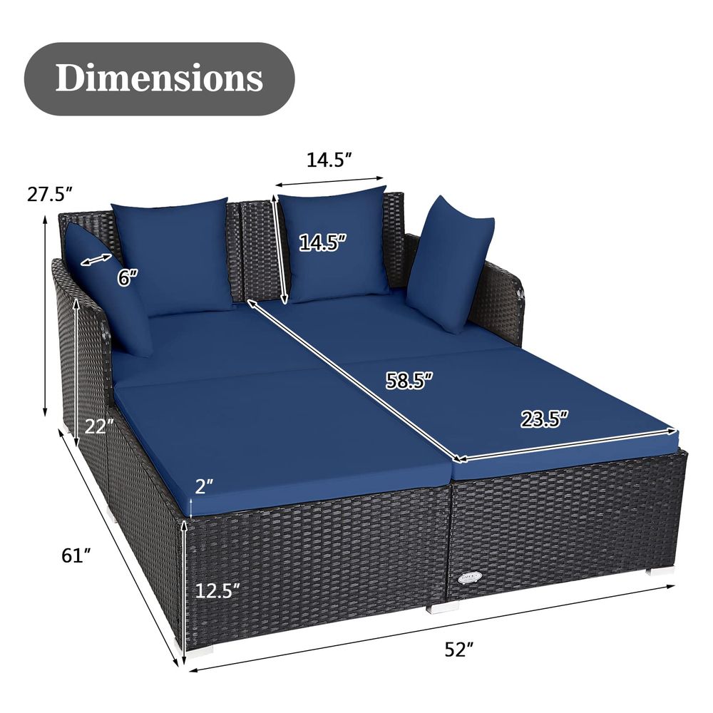 Outdoor Patio Rattan Daybed, S - Outdoor Furniture Patio บทวิจารณ์และราคา