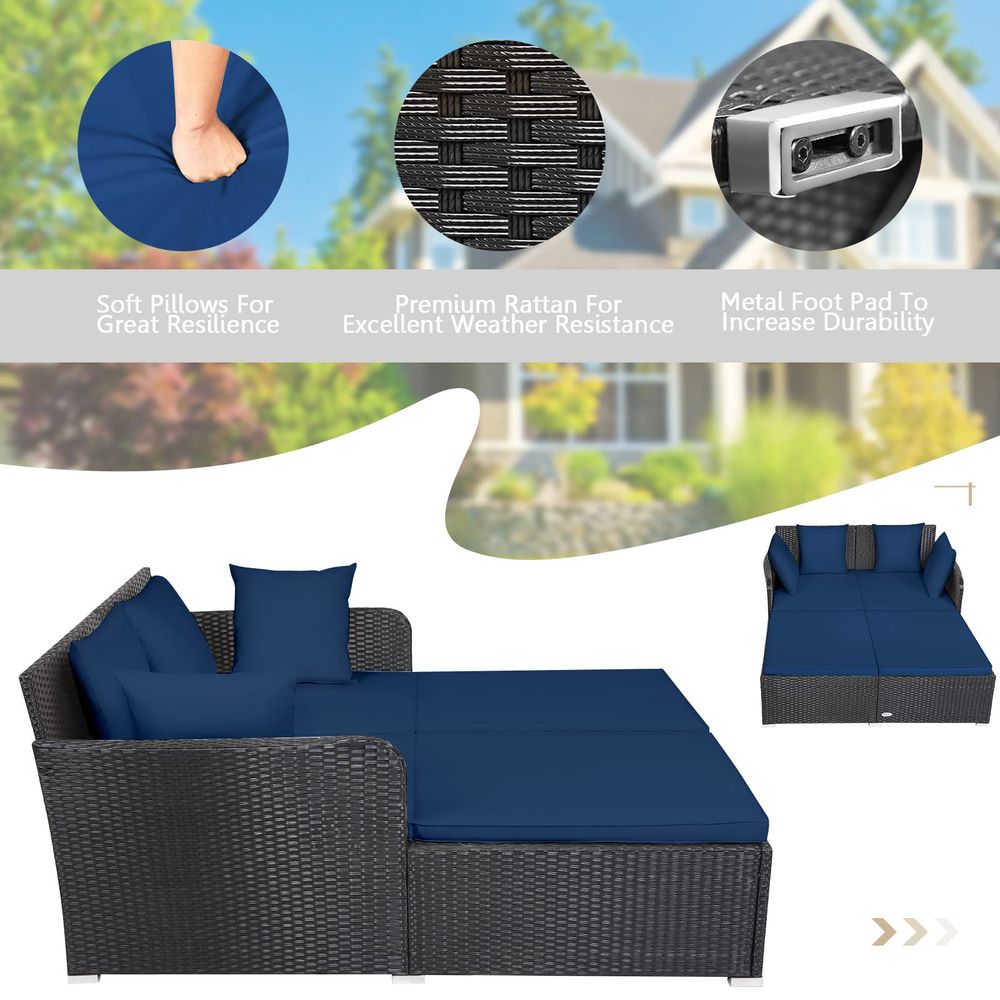Outdoor Patio Rattan Daybed, S - Outdoor Furniture Patio บทวิจารณ์และราคา