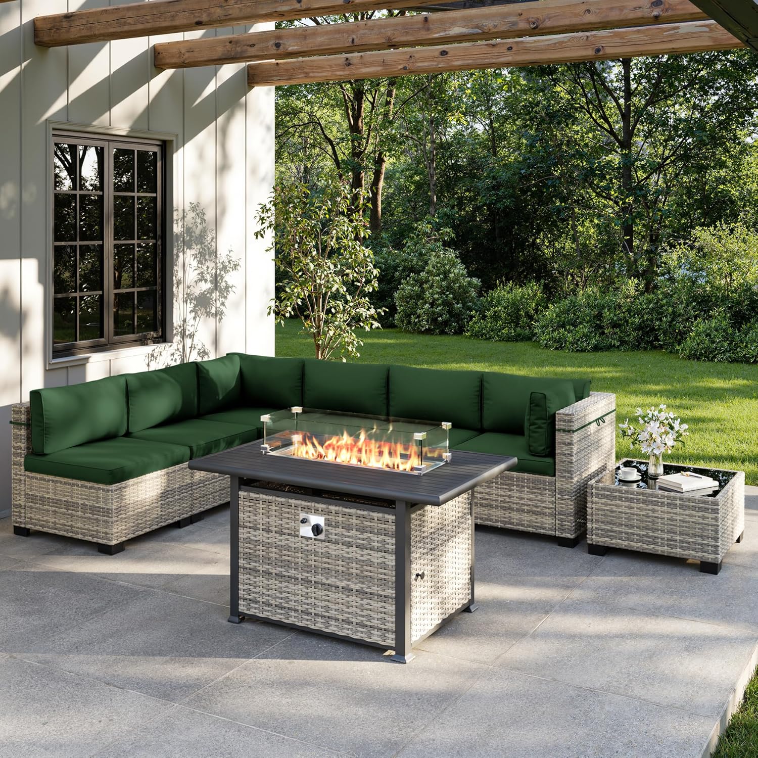 8-Piece Outdoor Patio Furnitur - Outdoor Furniture Fire Pit บทวิจารณ์และราคา