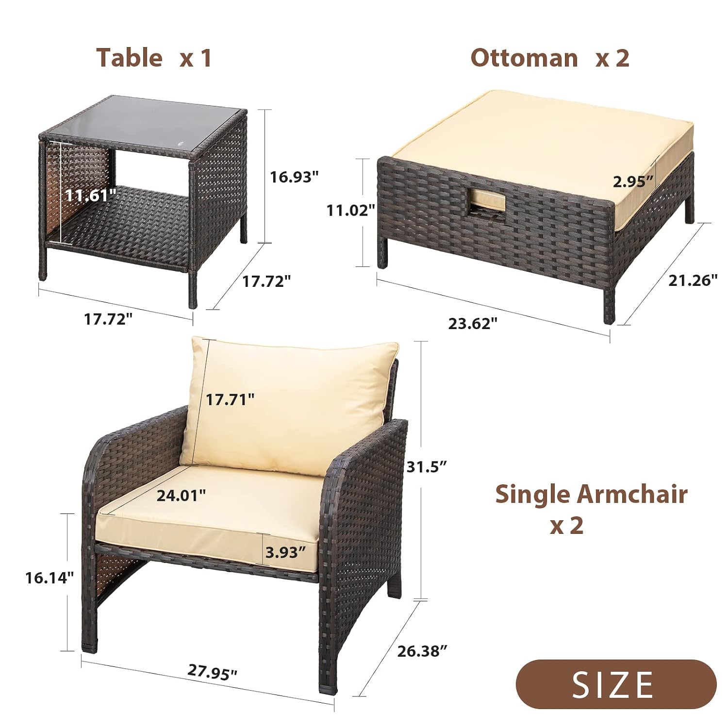 5 Piece PE Wicker Rattan Balco - Outdoor Furniture Rattan บทวิจารณ์และราคา